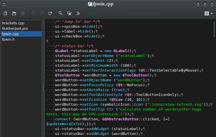 The following screenshots are taken with a Kvantum theme and the dark color scheme of FeatherPad: