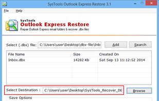 SysTools Outlook Express Restore screenshot 3