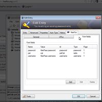 Editing an entry using KeePass.