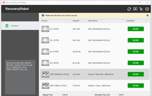 RecoveryRobot Undelete - Scan in Progress