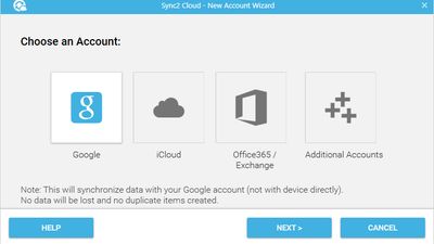 Sync2 Cloud New account wizard