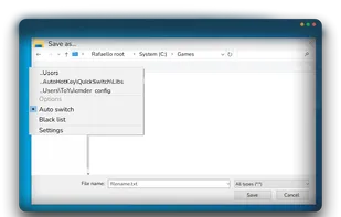 Main menu: select any path to change it in the file dialog. Short Path is enabled here to minimize the menu.