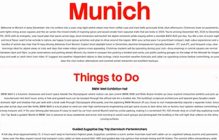 Example of Munich as one of the 250+ cities for a mid-high budget user - high quality, currently popular ideas.
