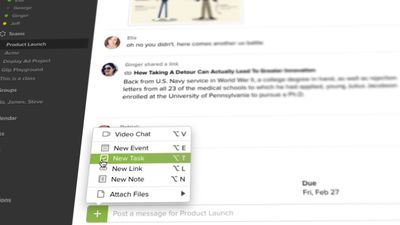 Instantly share files and create tasks, notes, events and links right inside your conversations.