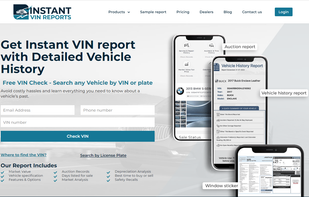 Instant VIN Reports Homepage