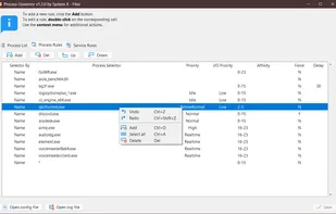Process Rules Tab - Main Window
