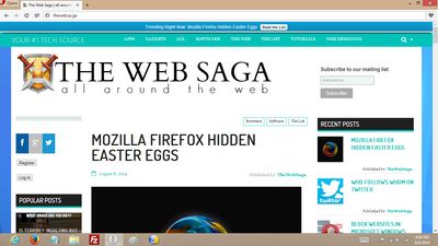 The Web Saga main screen