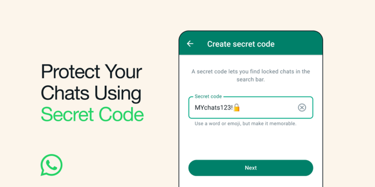 WhatsApp adds 'Secret Code' feature for Locked Chats, for completely hidden private chats image