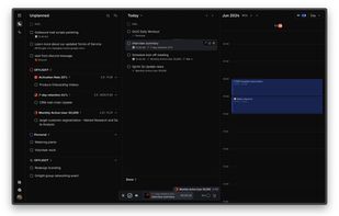 The page features an inbox for incoming tasks and a planning board for task scheduling. You can view your schedule through the integrated Google Calendar and register events on the calendar using time blocks.