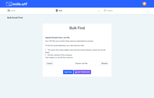 Bulk Email Find Page