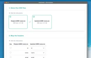 LakeTools - CSV Compare desktop app for Windows and MacOS - full screenshot of all options