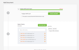 Request multiple clients to sign the document with optional SMS authentication