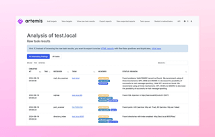 Artemis Security Scanner screenshot 1
