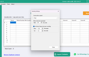 Message delay setting