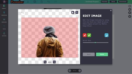 Background removal tool interface - Picmaker