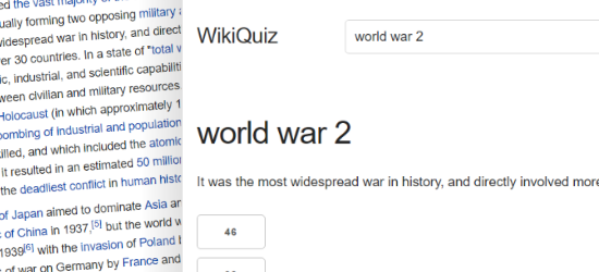Create quizzes from Wikipedia articles with WikiQuiz image