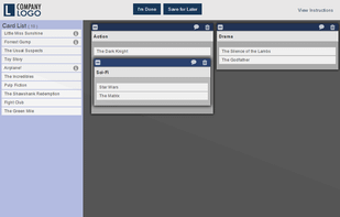 Card Sorting interface with subgroups. Create open, closed or hybrid card sorts.