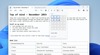 Microsoft recently updated Notepad with table support and more responsive AI features image
