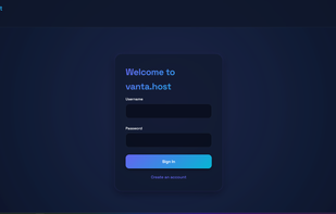 Vanta.host registration and logging in system