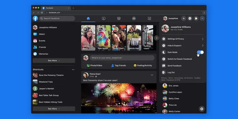 New design for Facebook.com now live for everyone, includes built-in dark mode image