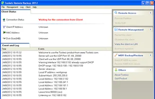 Main window on host computer