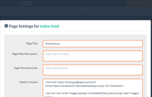 Page SEO optimization setting