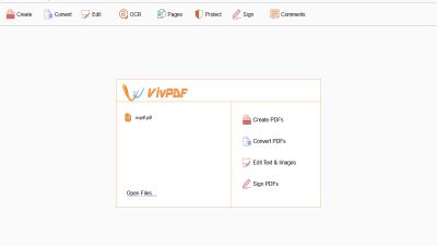 VivPDF product starts very quickly and goes directly to the main interface in no time.