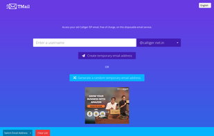 Home Page - choose your temporary email address