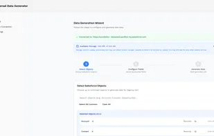 Step 1 of wizard: Select Salesforce objects (Account, Contact, etc) with record count configuration
