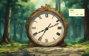 Main screen with big clock and  one todo card