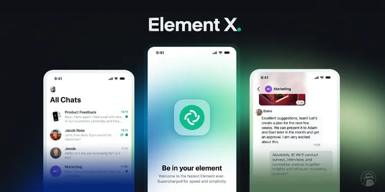 Element releases its new version (and future replacement) 'Element X', featuring significant improvements in speed and UX/UI image