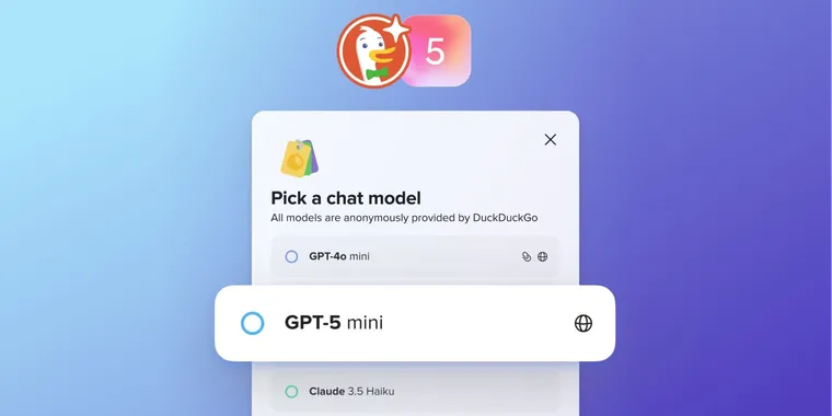 DuckDuckGo adds GPT-5 to Duck.ai with free, private access image