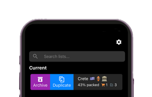 Duplicate past packing lists with one tap for repeated trips or similar events.
