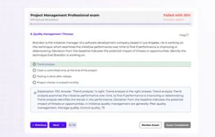 Question with explanation after exam finished