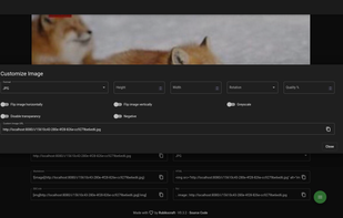 The customizing dialog, allowing you to make small edits such as resizing or rotating