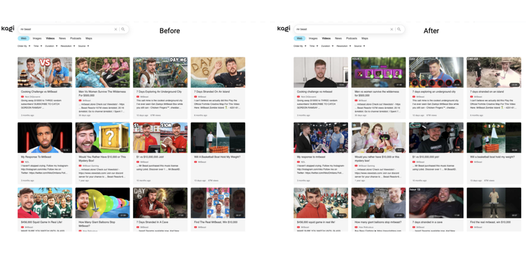 Kagi's smarter video search with personalization and clickbait removal image
