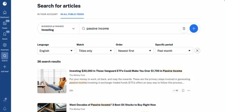 Inoreader rolls out new Global search update image