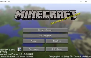 Screenshot of Minecraft 1.10.2 with Forge installed and 21 mods loaded/active.

From https://minecraft.gamepedia.com/Mods/Forge