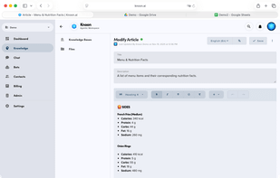 Built-in WYSIWYG knowledge base.