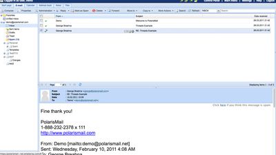 Polaris Mail's email tab.
