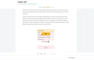 In-document signing experience allowing recipients to complete required fields and sign documents electronically.
