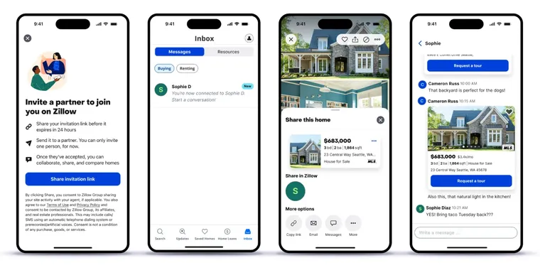 Zillow launches messaging for collaborative home shopping in its app image