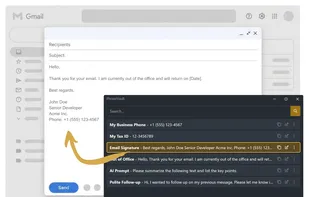 Insert Text Snippets easilty into E-Mails