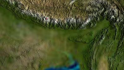 The topography is amplified by a factor of 5