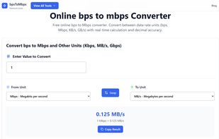 bps to mbps Converter Page