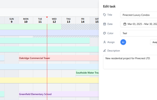 Add info to tasks such as name, assignees, color and description.