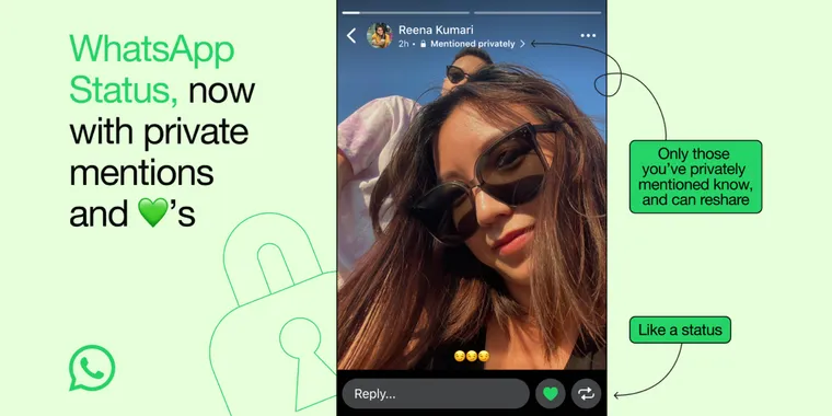 WhatsApp enhances Status feature with status likes and private mentions image