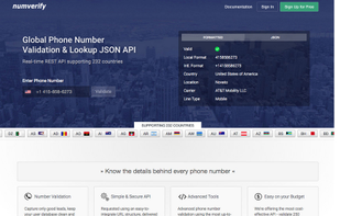 numverify API screenshot 1