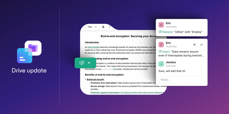 Docs in Proton Drive introduces new suggesting mode for secure collaborative editing image