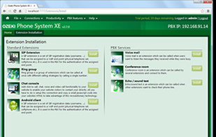 Ozeki Phone System XE - Standard Extension configuration form